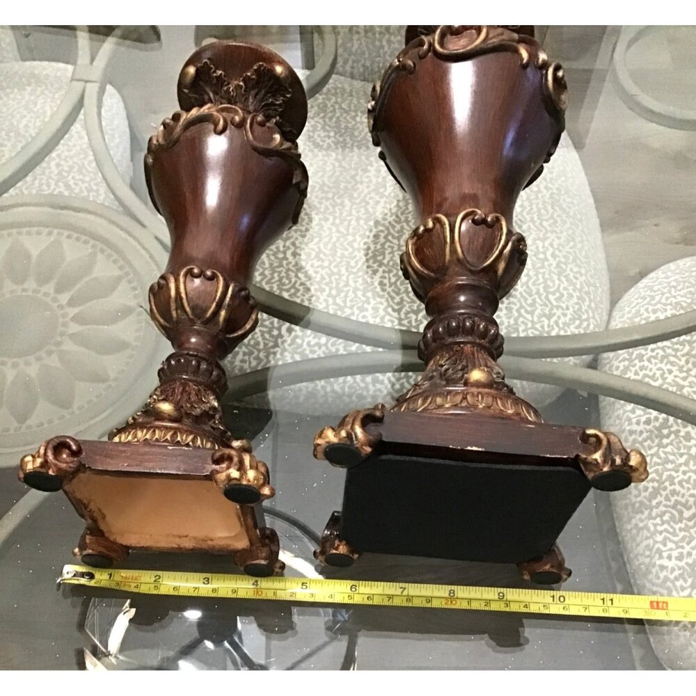 SET OF 2 BROWN CONTEMPORARY CLASSIC PILLAR CANDLE HOLDERS - Picture 7 of 7